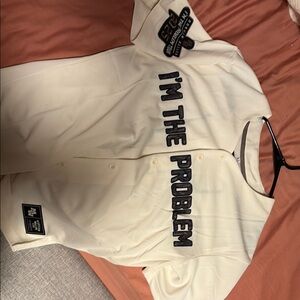 Cream Baseball Shirt with Black Lettering